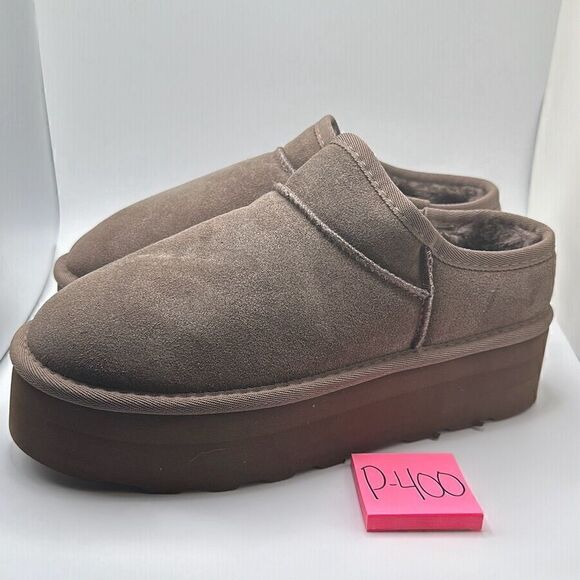 CUSHIONAIRE Women's Genuine Suede Cozy Mule Platform +Memory Foam 9 TAUPE - Picture 3 of 7